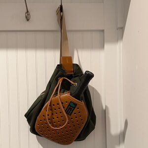 Dooney & Bourke Green and Brown Pickleball Bag Sling